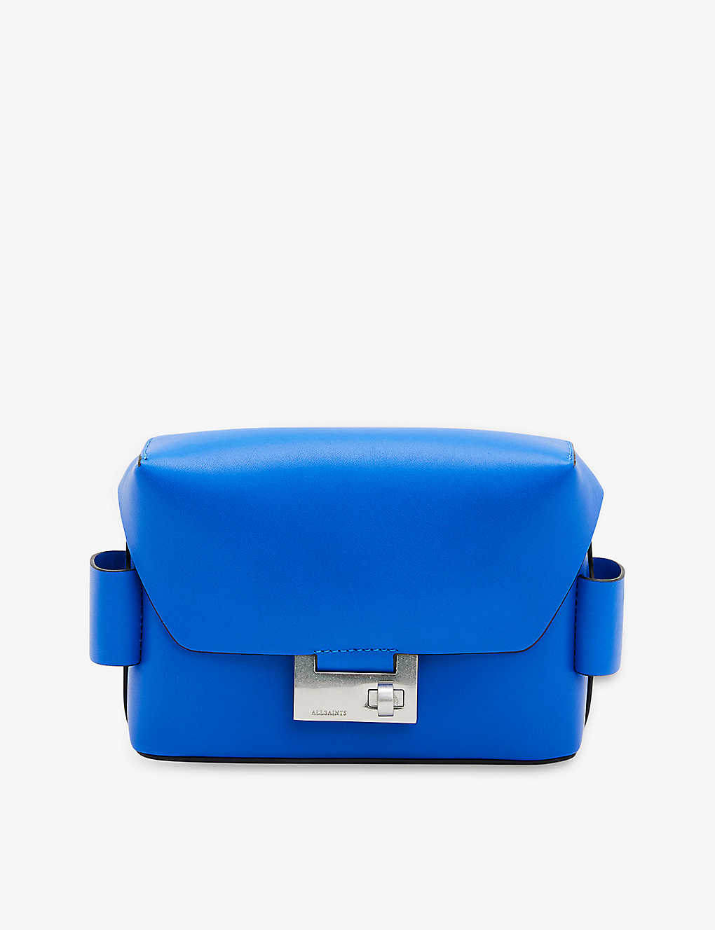 Allsaints Womens Cala Blue Frankie Logo-embossed Leather Cross-body Bag