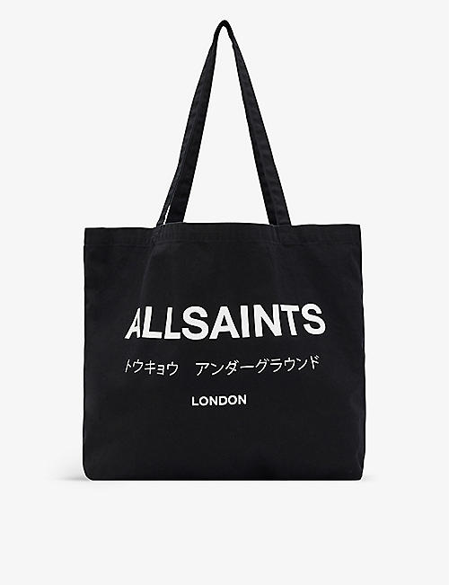 ALLSAINTS: Underground logo-print cotton-canvas tote bag