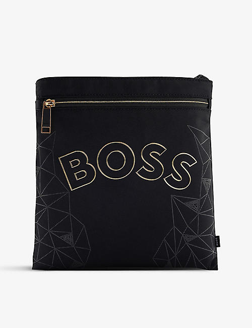 BOSS: Logo-print recycled-nylon crossbody bag