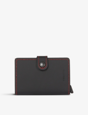 Secrid Miniwallet Leather And Aluminium Wallet In Black/red