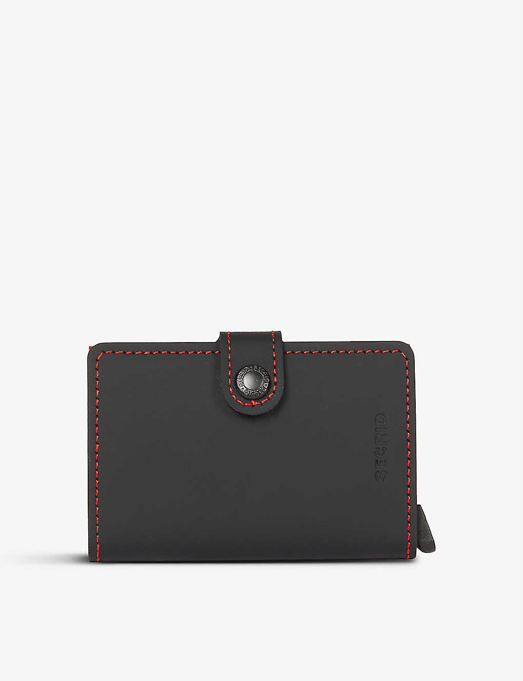 Secrid Miniwallet Leather And Aluminium Wallet In Black/red