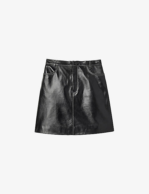 SANDRO: Jamie A-line leather skirt