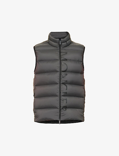 MONCLER: Amak brand-print relaxed-fit shell-down gilet