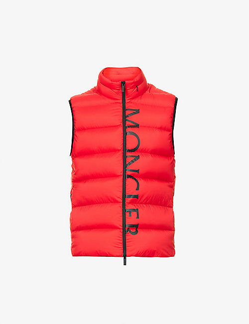 MONCLER: Amak brand-print relaxed-fit shell-down gilet