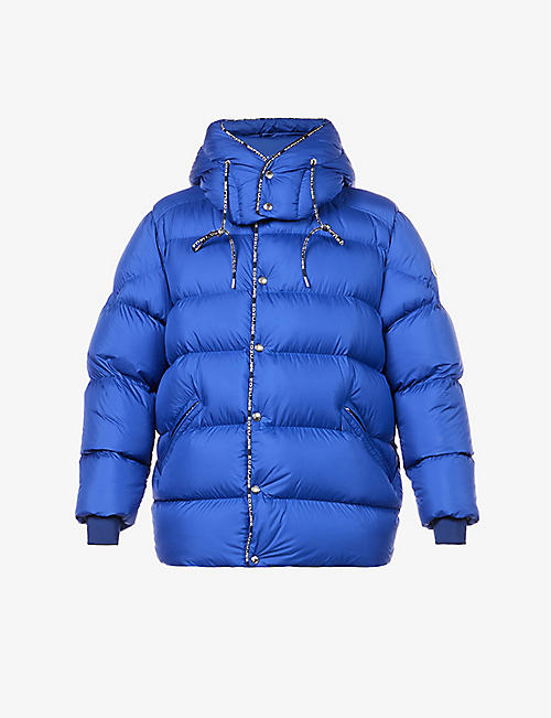 MONCLER: Amarante brand-appliqué shell-down jacket