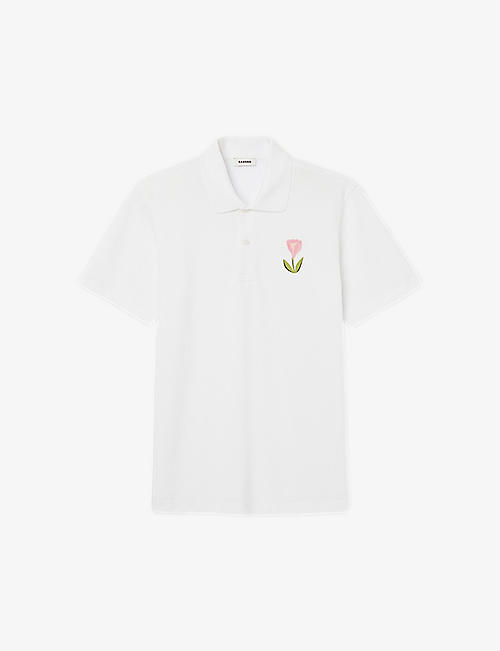 SANDRO: Tulip-embroidered cotton polo shirt