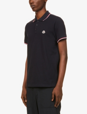 MONCLER Logo-embroidered ribbed cotton-piqué polo shirt