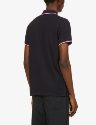 MONCLER Logo-embroidered ribbed cotton-piqué polo shirt