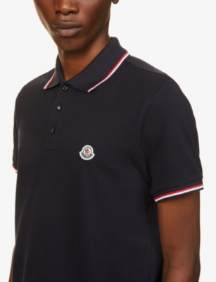 MONCLER Logo-embroidered ribbed cotton-piqué polo shirt