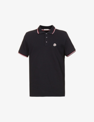 MONCLER Logo-embroidered ribbed cotton-piqué polo shirt