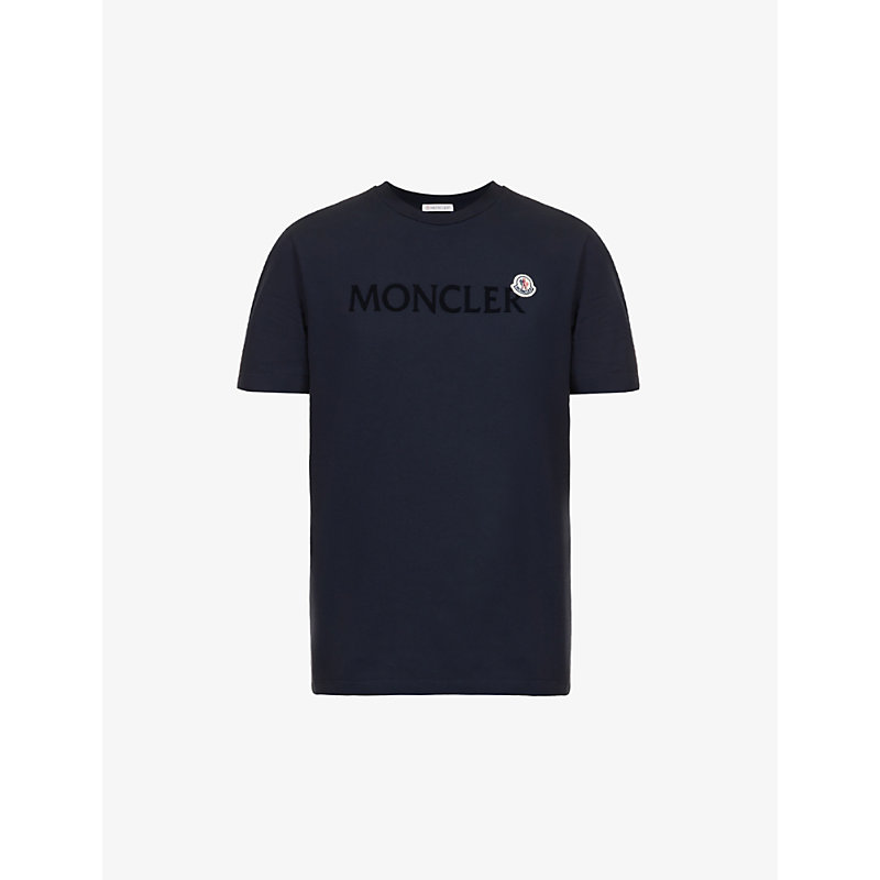 Moncler Mens Navy Logo-appliqué Cotton-jersey T-shirt