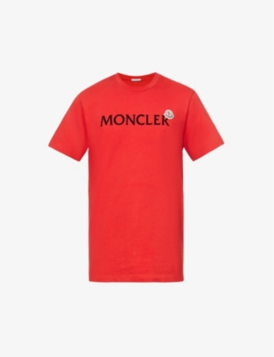 Moncler Logo-appliqué Cotton-jersey T-shirt In Red