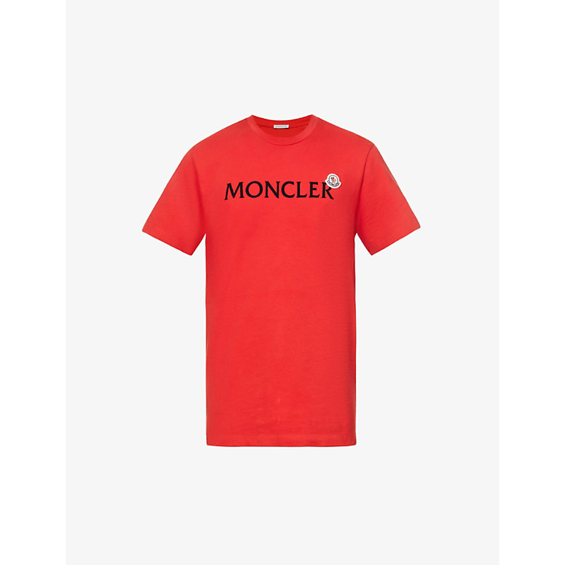 Moncler Logo-appliqué Cotton-jersey T-shirt In Red