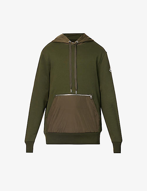 MONCLER: Contrast pouch-pocket relaxed-fit cotton-jersey hoody