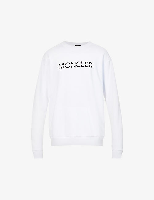 MONCLER: Brand-appliqué ribbed-trim cotton-jersey sweatshirt