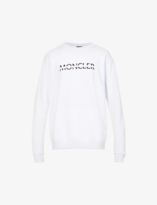 Brand-appliqué ribbed-trim cotton-jersey sweatshirt