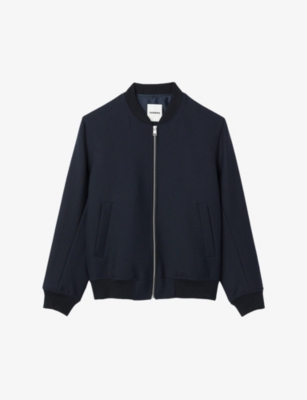 Shop Sandro Men's Bleus Wool-blend Bomber Jacket