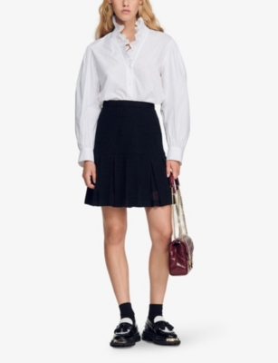 Ruffled-collar organic-cotton shirt