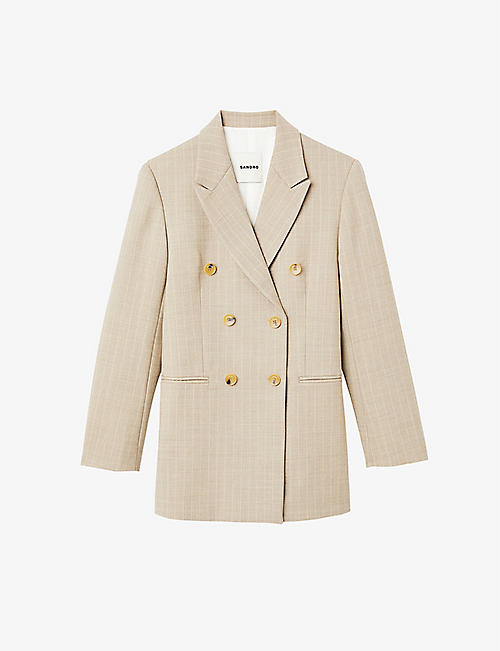 SANDRO: Pinstripe wool-blend blazer