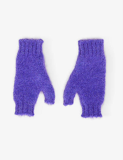 SANDRO: Fingerless mohair-blend gloves
