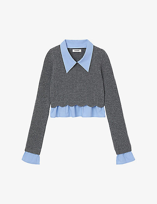 SANDRO: Radieux cropped wool and cashmere jumper