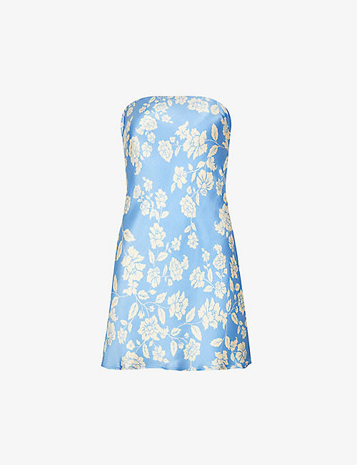BEC & BRIDGE: Blossom floral-print satin mini dress