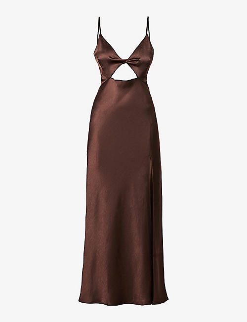 Selfridges & Co Women Clothing Dresses Maxi Dresses Hazel cut-out satin maxi dress 
