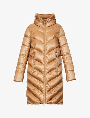 Moncler Cotton Chouette Down Jacket in Beige Womens Jackets Moncler Jackets Natural 