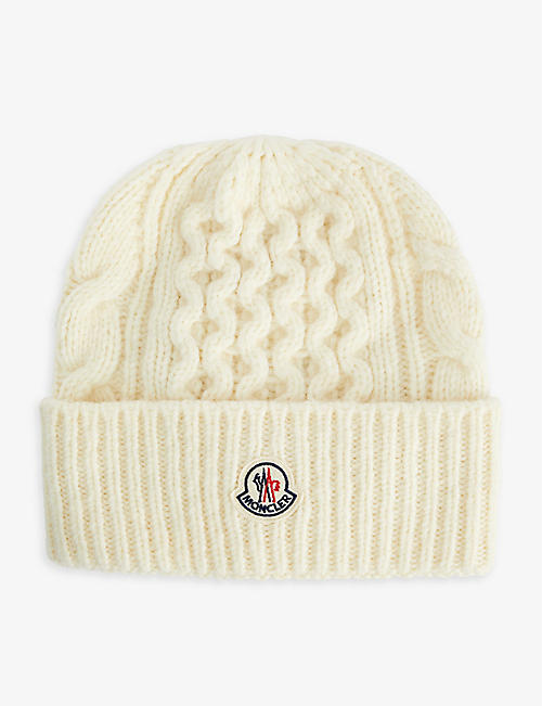 MONCLER: Logo-embroidered wool-blend hat