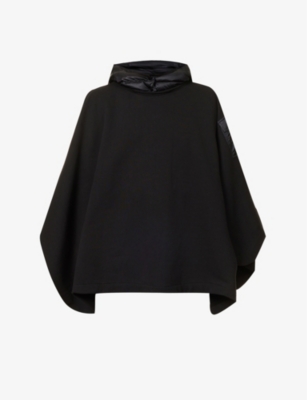 MONCLER MONCLER WOMEN'S BLACK LOGO-PATCH HOODED FLEECE COTTON CAPE,57947571
