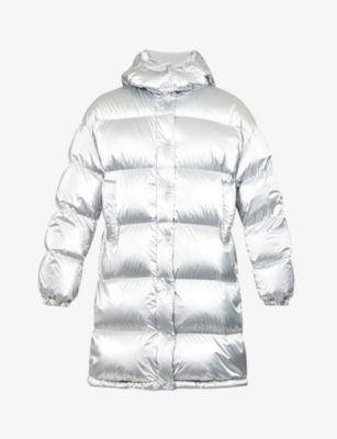 Moncler Gaou Hooded Quilted Metallic Shell Down Jacket In Silver