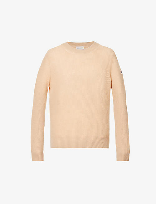 MONCLER: Brand-appliqué round-neck wool-blend knitted jumper