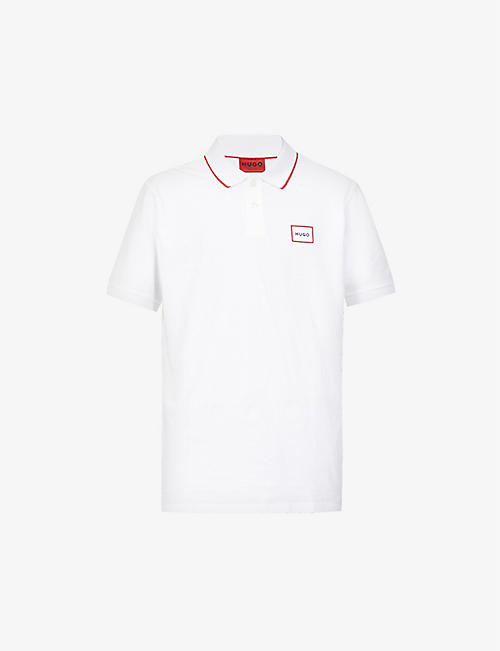 HUGO: Logo-print cotton-piqué polo shirt