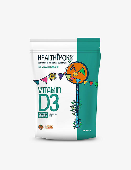 HEALTHIPOPS: Vitamin D3 vitamin and mineral-enhanced lollipops pack of 14
