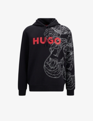 Graphic-print branded terry-cotton hoody