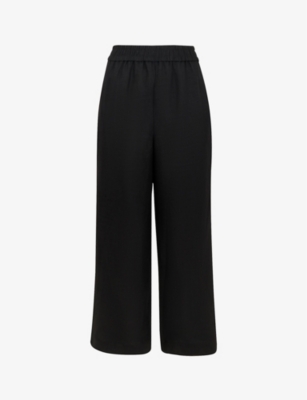 WHISTLES: Wide-leg elasticated-waist cropped linen trousers