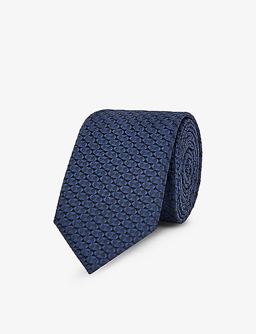 HUGO: Geometric-pattern jacquard woven tie