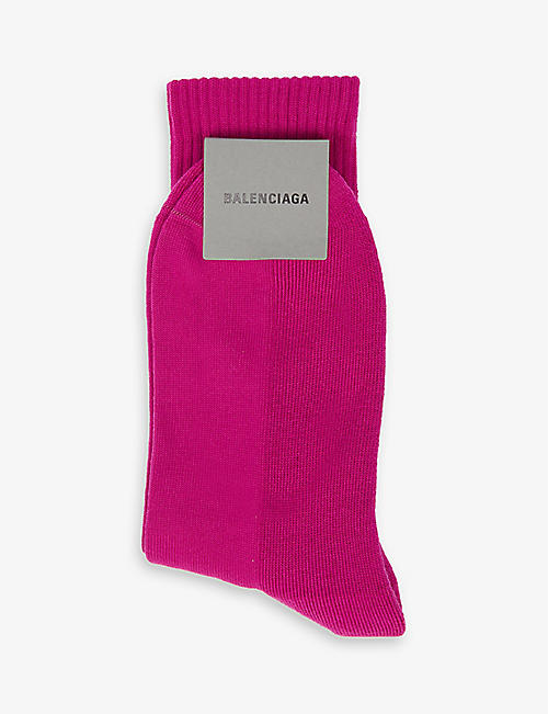 BALENCIAGA: Sporty B brand-print stretch-cotton blend socks