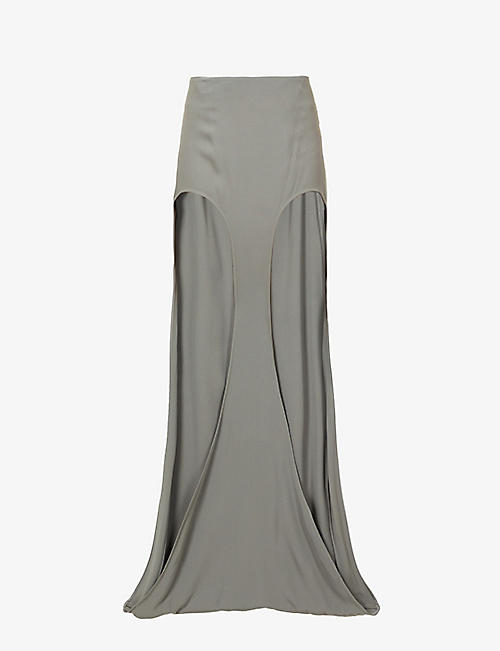 DION LEE: Cut-out slim-fit stretch-woven maxi skirt