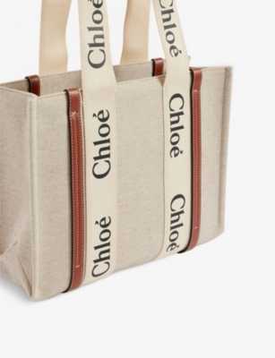 CHLOE Woody medium cotton-canvas tote bag