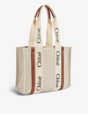 CHLOE Woody medium cotton-canvas tote bag