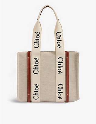 CHLOE: Woody medium cotton-canvas tote bag