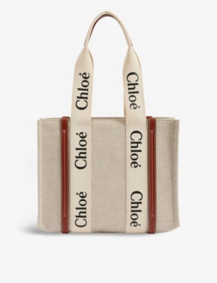 CHLOE: Woody medium cotton-canvas tote bag