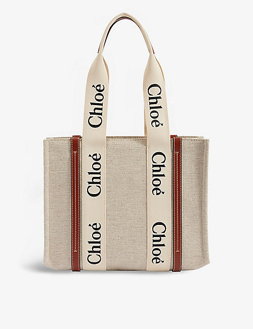 CHLOE: Woody medium cotton-canvas tote bag
