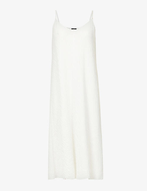 JOSEPH: Crinkle-textured cotton-knit midi slip dress