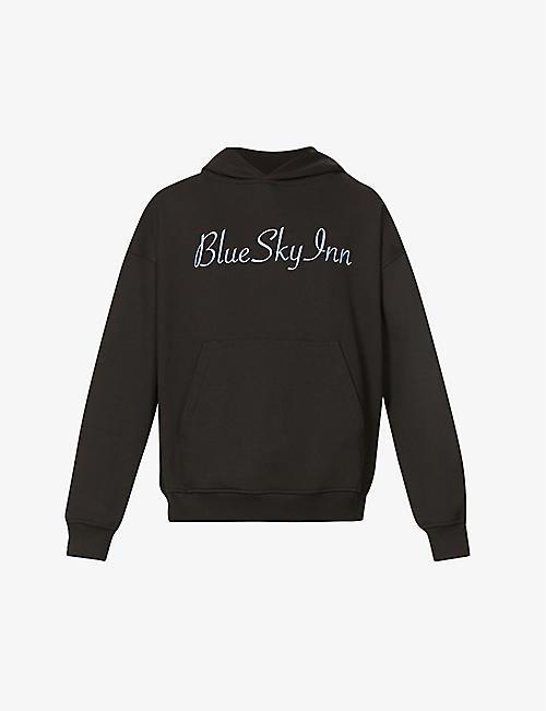 BLUE SKY INN: Brand-embroidered ribbed-trim cotton hoody