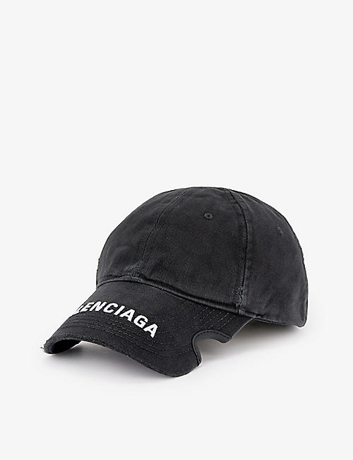 BALENCIAGA: Notch logo-embroidered cotton baseball cap