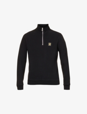 Logo-patch quarter-zip regular-fit cotton-jersey sweatshirt