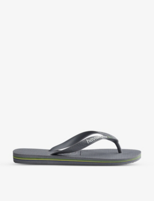 Havaianas Brazil Logo-embossed Rubber Flip Flops In Grey