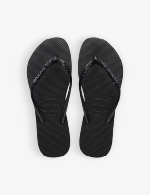 HAVAIANAS: Slim Glitter II embellished rubber flip flops